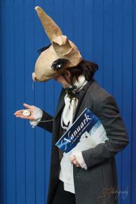 Storyteller dressed as the March Hare